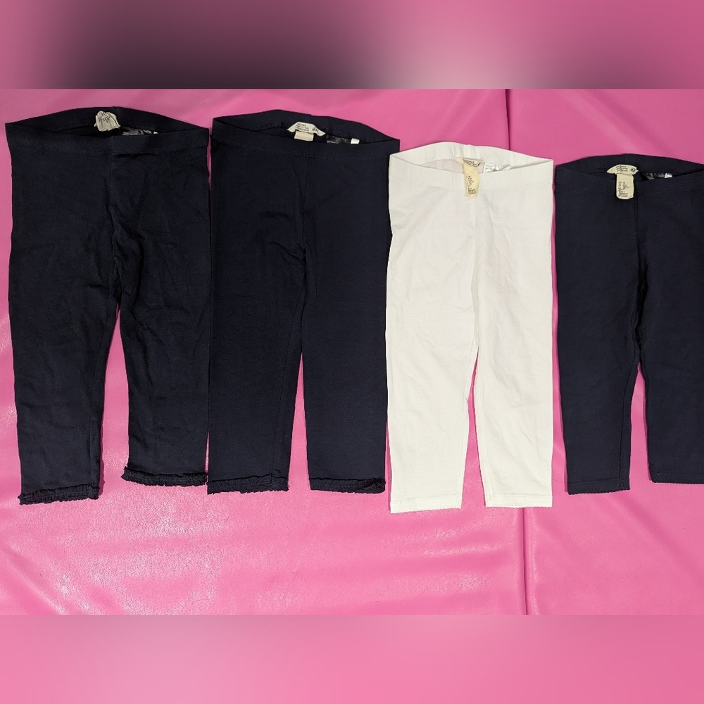 2/$35 Lot: H&M Navy Blue and White Kids Crop Leggings 4-pack + Chino Pants